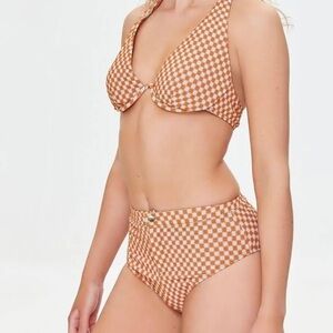 Forever 21 Women's Plaid Bikini Bottoms in Ginger/Ivory